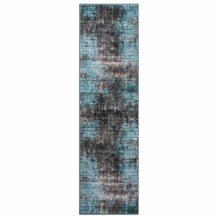 World Rug Gallery Abstract Design Distressed Non Shedding Soft Area Rug 2' x 7' Blue 392BLUE2x7